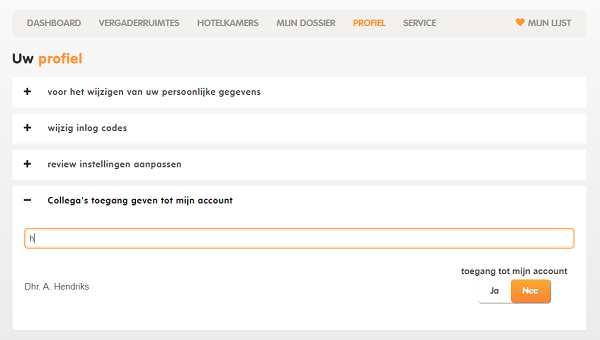 Collega's toegang geven tot uw boekingen
