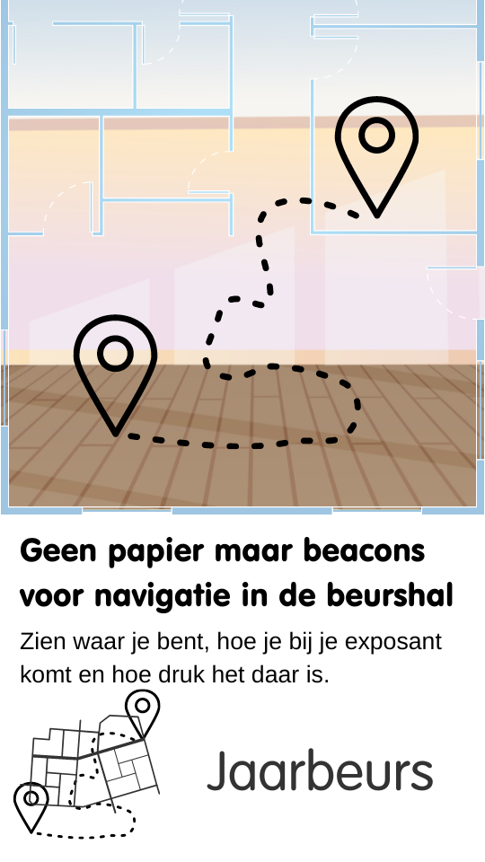 Geen papier maar beacons voor navigatie in de beurshal